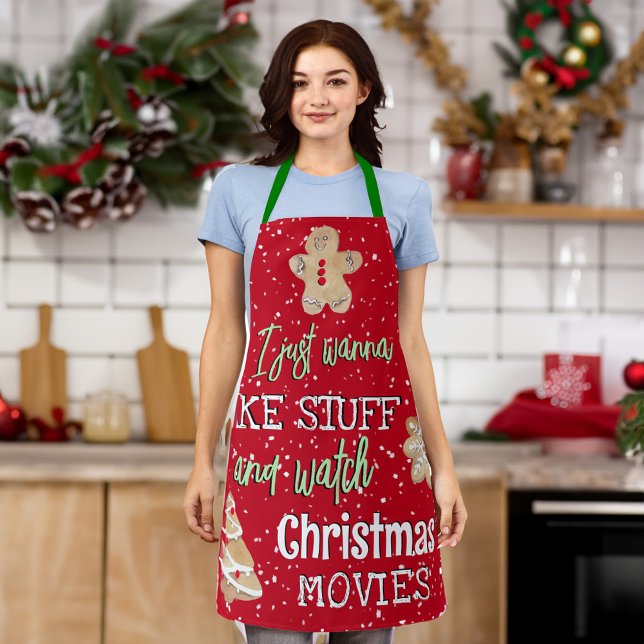 Tablier Funky Bake & Watch Christmas Movies Red Green (Créateur téléchargé)