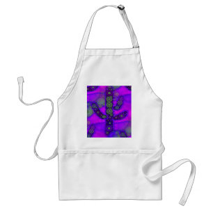 Tablier Funky Bleu Violet Saguaro Cactus Mosaic