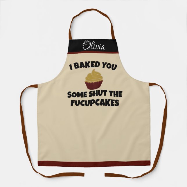 Tablier Funny Baker Apron - Nom personnalisé et cadeau de  (Recto)