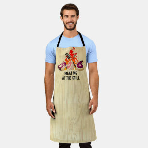 Tablier Funny BBBQ grillade viande steak jambon flammes fe
