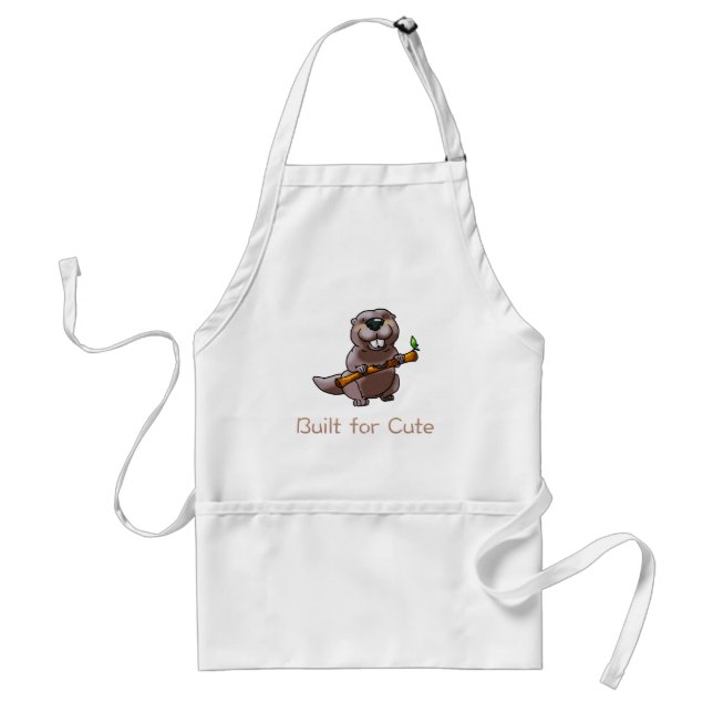 Tablier Funny Beaver Cartoon – Built for Cute (Devant)