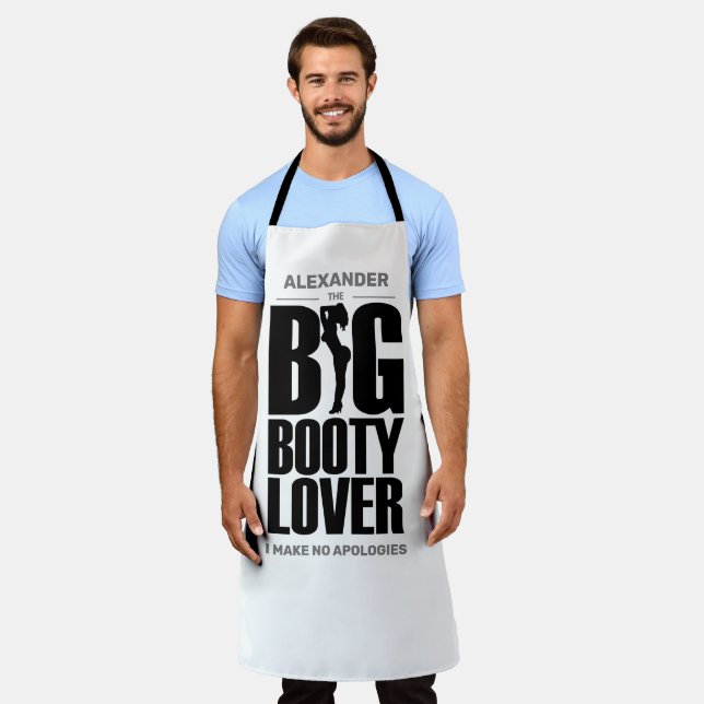 Tablier FUNNY Big Boty Lover en blanc (Porté)