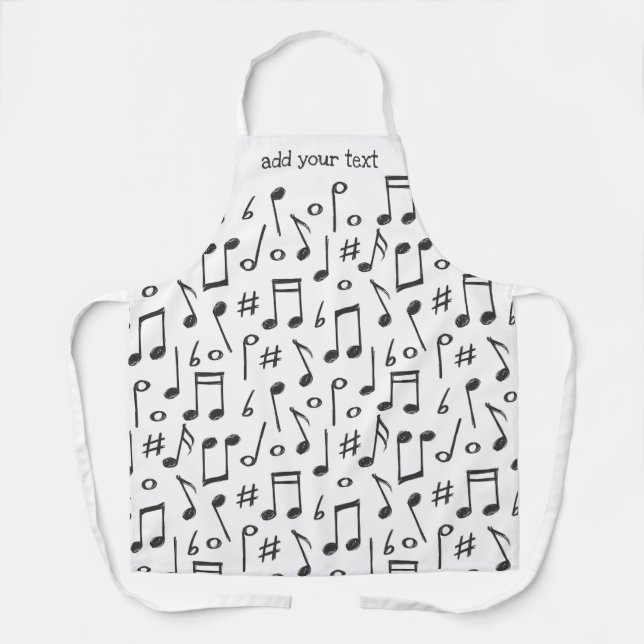 Tablier Funny Black and White Music Notes Motif (Recto)