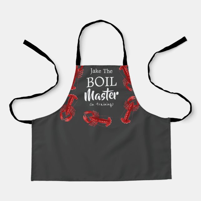 Tablier Funny Crawfish Boil Master en formation gris foncé (Recto)