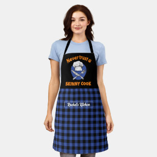 Tablier Funny Cuisinny noir bleu Motif plat