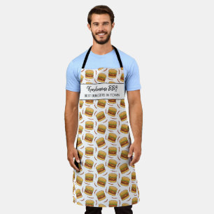 Tablier Funny Hamburger BBQ Motif Personnalisé Nom du chef