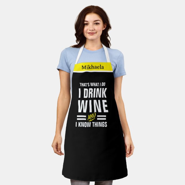 Tablier Funny I Drink Wine Chef Apron Thats What I Do (Porté)