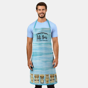 Tablier Funny Luau Tiki Bar Beach Barbecue Monogramme Nom