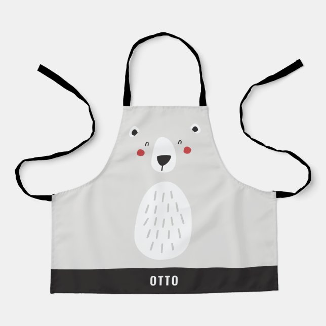 Tablier Funny mignon ours polaire personnalisé pour enfant (Recto)