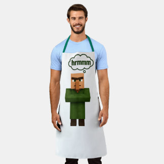 Tablier Funny Minecraft Villager Apron - Pixel Art "Hrmmm"