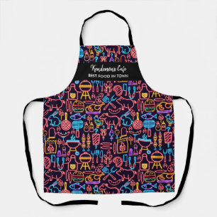Tablier Funny Neon BBQ Motif alimentaire Personnalisé Che
