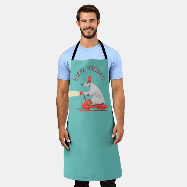 Tablier Funny Ours polaire sur motoneige personnalisable (Porté)