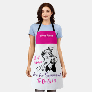 Tablier Funny Pink Retro Bunco Queen Monogram Apron