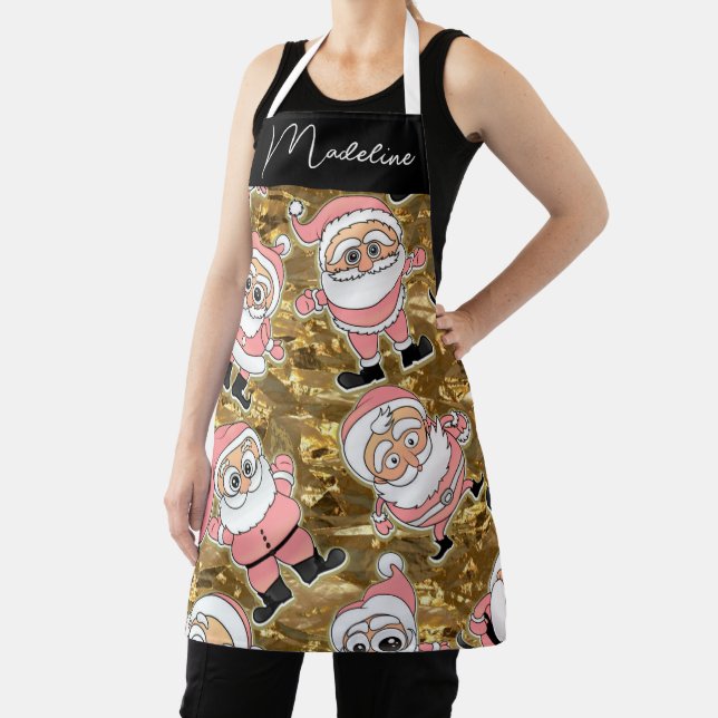 Tablier Funny Pink Santas pour Noël (Insitu)