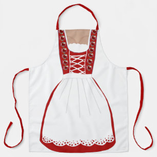 Tablier Funny rouge et blanc allemand Dirndl Apron