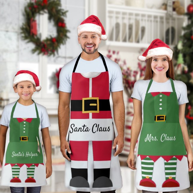 Tablier Funny Santa Claus tenue Rouge & Blanc Noël (Wear these cute aprons with a Santa hat (not included) as costumes for the Christmas party!)