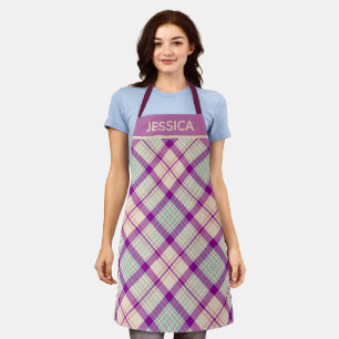 Tablier Fuschia Scottish Tartan Plaid Motif personnalisé