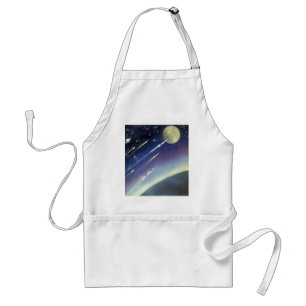 Tablier Fusées de science-fiction vintage dans l'espace pa