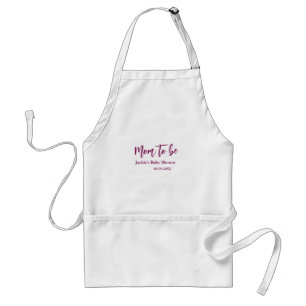 Tablier Futur maman baby shower nom date rose simple minim