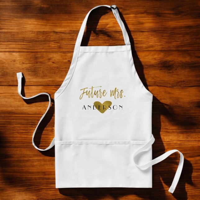 Tablier Futur Mme Faux Gold Foil avec coeur (Créateur téléchargé)
