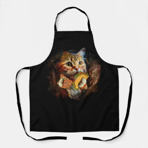 Tablier Galaxy Cat Funny Space Cat Eat Pizza et Taco Taco