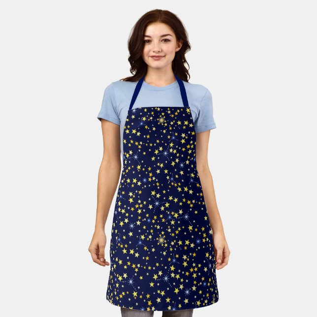Tablier Galaxy Motif Starry Navy Elégante étoile Belle (Porté)