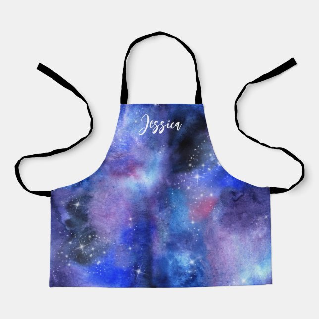 Tablier Galaxy Space Blue Nom personnalisé Enfants Apron (Recto)