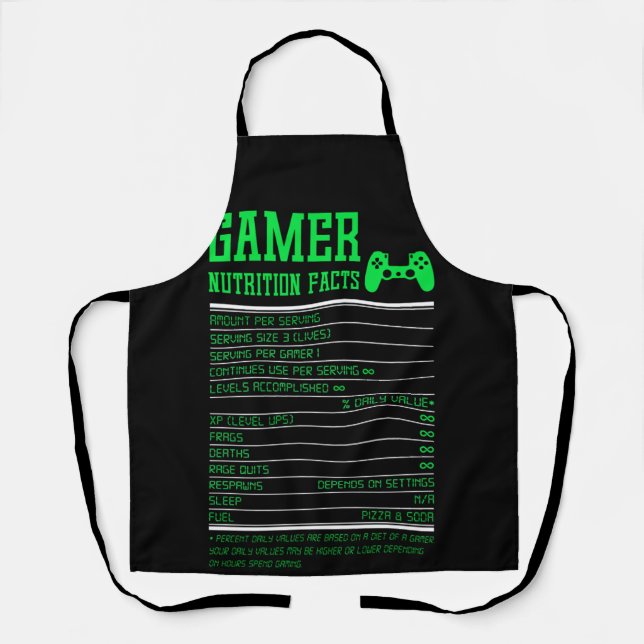 Tablier Gamer Nutrition Facts for Teen Boys (Recto)