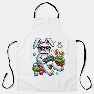 Tablier Garçons Joyeux Jour de Pâques Lapin Œuf Jeu Vidéo