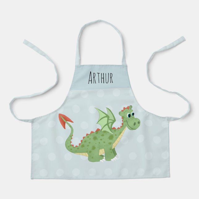 Tablier Garçons mignons et magiques Dragon Vert Enfants (Recto)