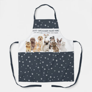 Tablier Garde d'animaux mignon blanc marine Toiletteur de