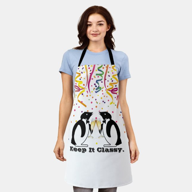 Tablier Gardez-Le Classy Penguins Tout-En-Dessus Imprimé T (Porté)