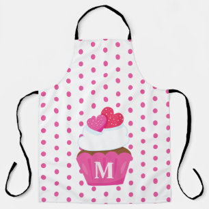 Tablier Gâteau Monogram Love Hearts Cupcake à pois pour la