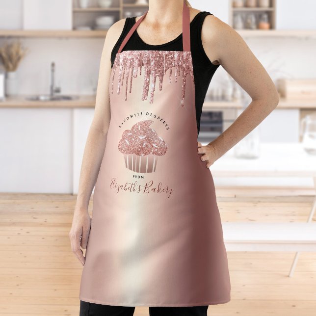 Tablier Gâteau Rose Gold Paillettes Dégoulinantes Cuisine  (Créateur téléchargé)