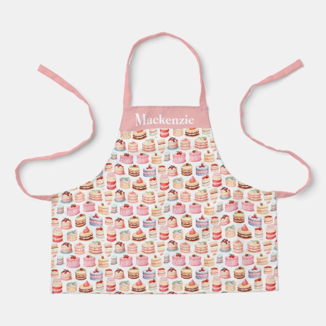 Tablier Gâteaux à couche rose personnalisée Enfants sucrés (Recto)