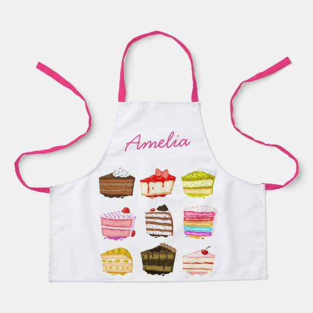 Tablier Gâteaux roses mignons Enfants motifs (Recto)