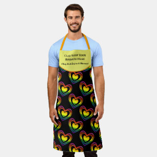 Tablier Gay LGBTQ Rainbow Hearts Motif Nom commercial