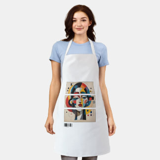 Tablier Geometric Muse – Abstract Face All-Over Apron