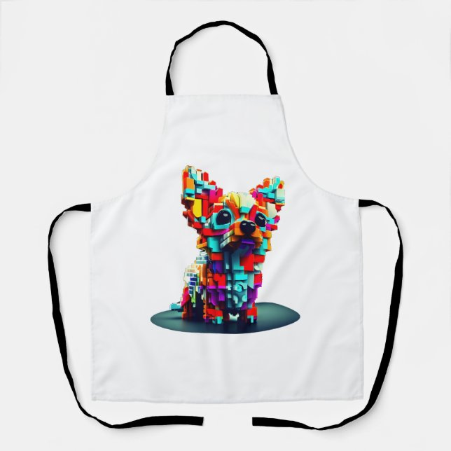 Tablier Géométrie colorée Chihuahua 3D dans le style moder (Recto)