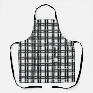 Tablier Géométrie Tartan motif noir et blanc à damiers