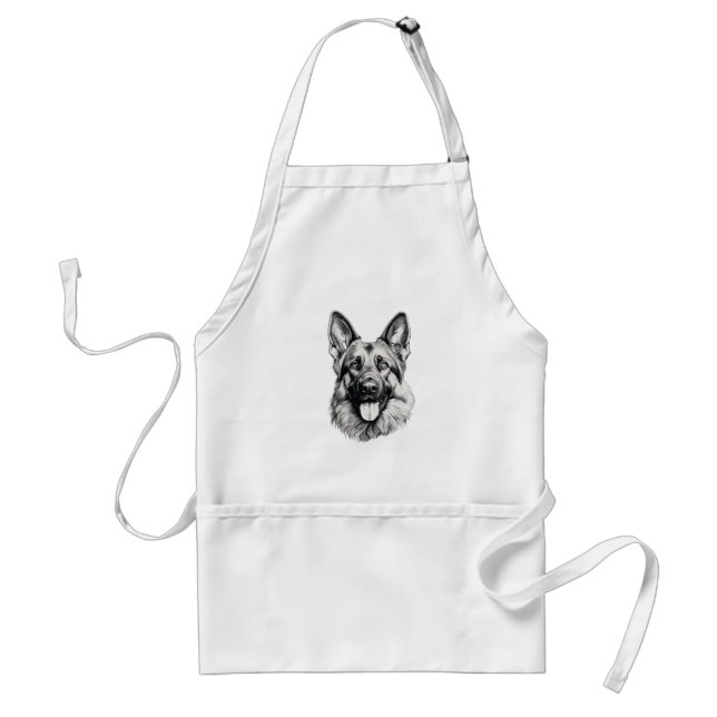 Tablier German Shepherd Drawing Portrait Apron | Dog Lover (Devant)