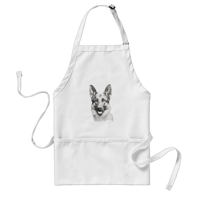Tablier German Shepherd Drawing Portrait Apron | Dog Lover (Devant)