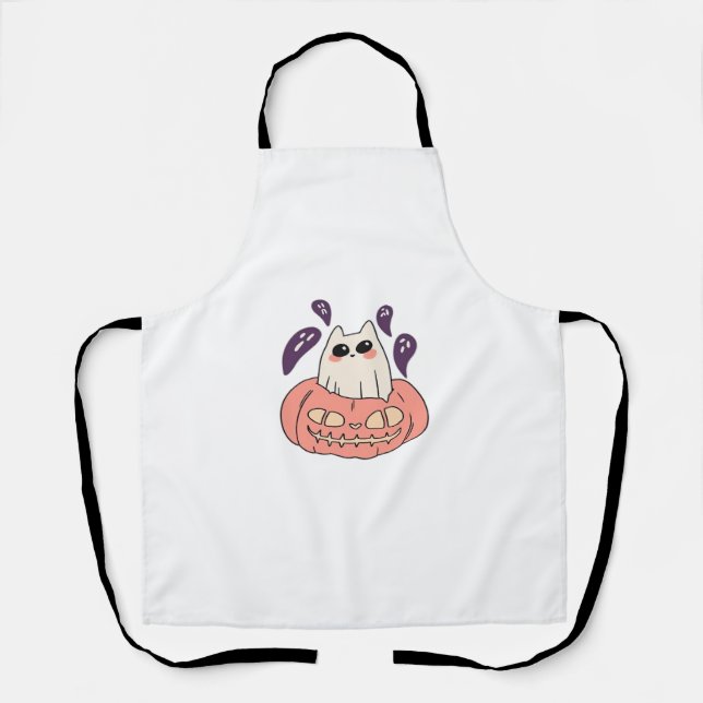 Tablier Ghost Kitty dans un T-shirt classique citrouille (Recto)