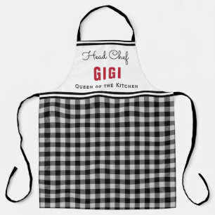 Tablier Gigi personnalisé en noir et blanc