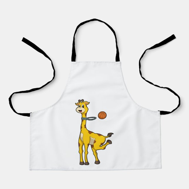 Tablier Girafe au basket-ball avec cerceau de basket-ball (Recto)