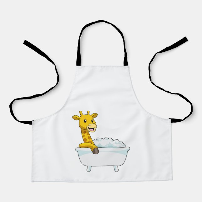 Tablier Girafe avec baignoire avec mousse (Recto)