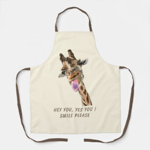 Tablier Giraffe Joueuse Apron Smile - Texte personnalisé