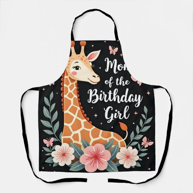 Tablier Giraffe Maman de l'Anniversaire fille jumelée fami (Recto)