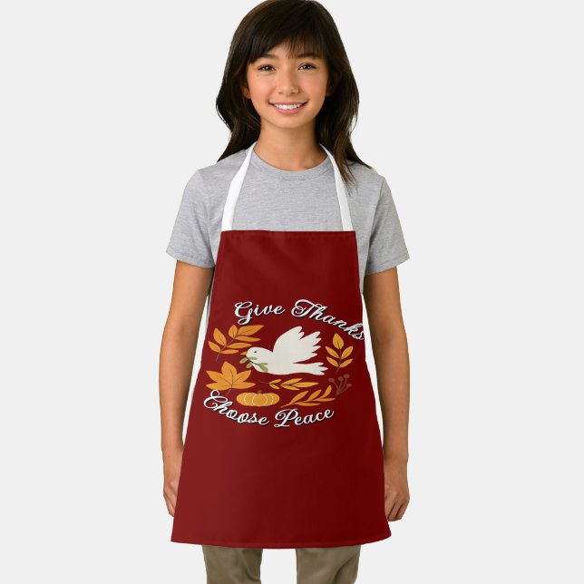 Tablier 'Give Thanks, Choose Peace' All-Over Print Apron (Insitu)