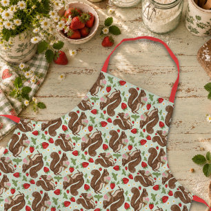 Tablier Glace aux fraises boisées écureuil fantaisiste